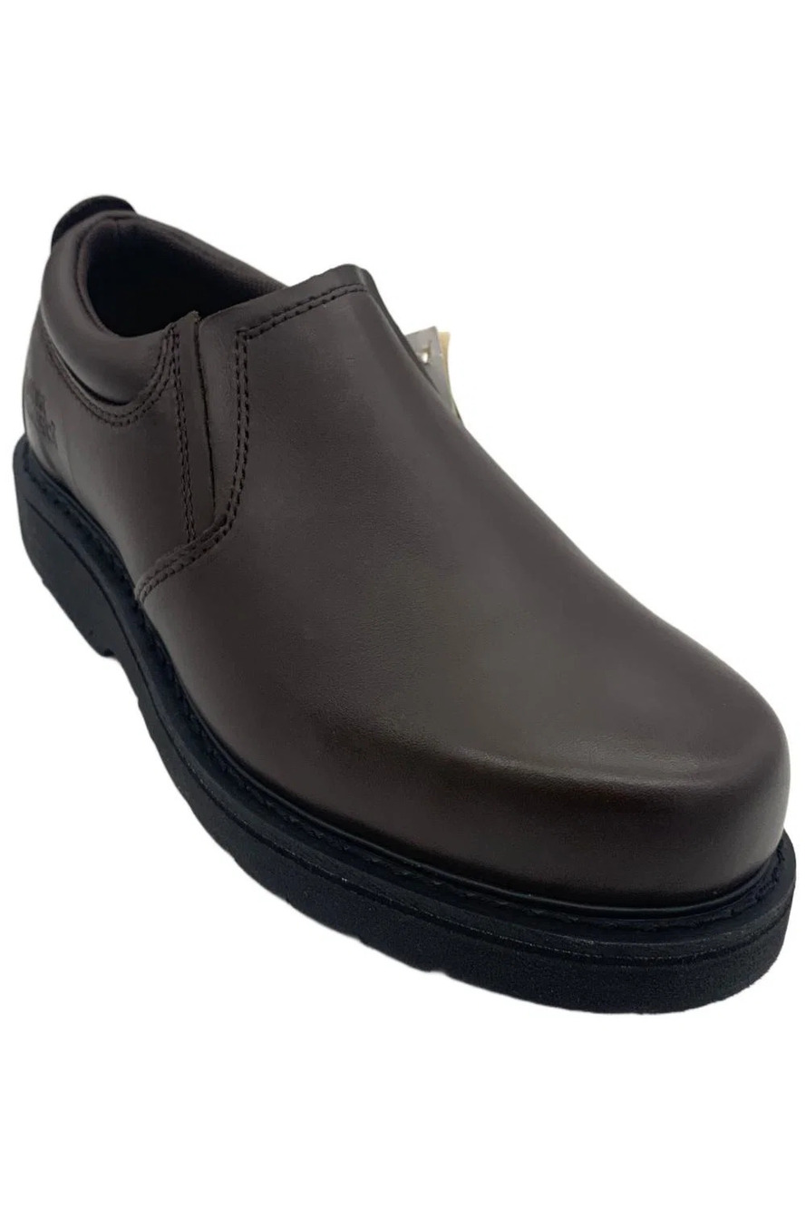 Work America Men's Work Slip-On Work Loafer Brown - Wide
